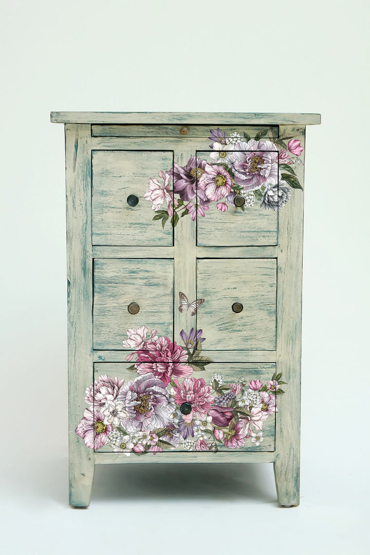 NEW! DREAMY FLORALS Redesign Transfer (3 sheets, each 15.24cm x 30.48cm) - Rustic Farmhouse Charm