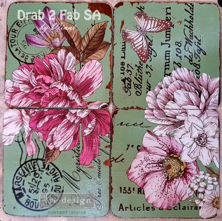 DREAMY FLORALS Redesign Transfer (3 sheets, each 15.24cm x 30.48cm) - Rustic Farmhouse Charm