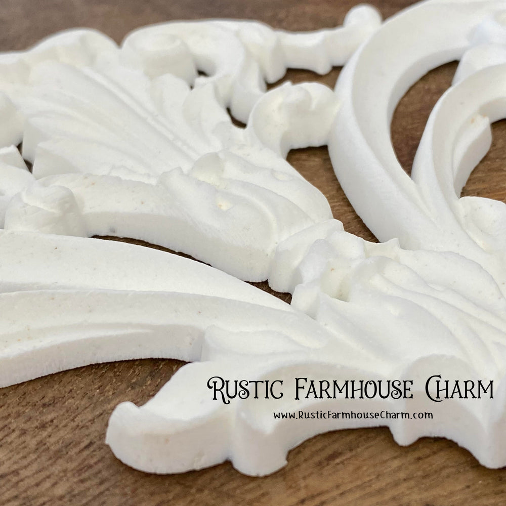 EMPIRE FLOURISH Resin Applique (unpainted) 24.8cm x 14.9cm - Rustic Farmhouse Charm