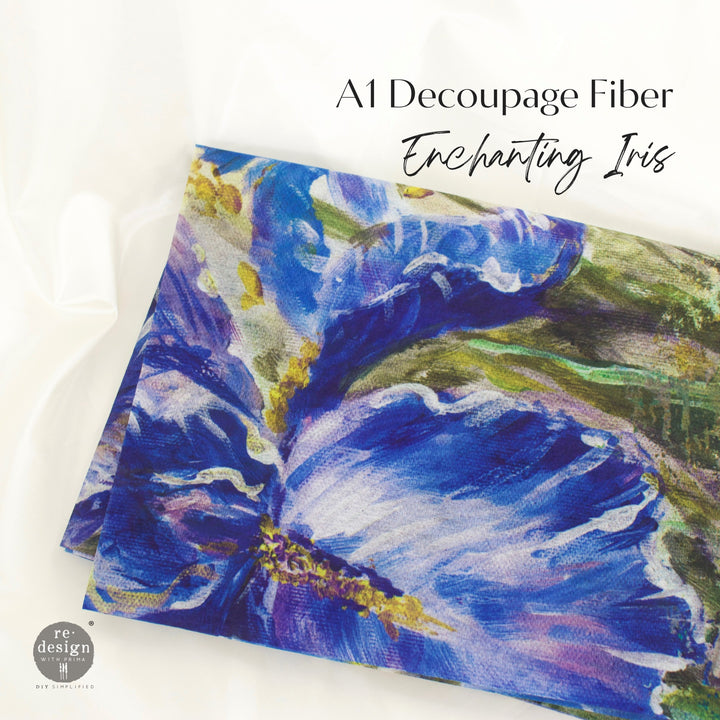 NEW! ENCHANTING IRIS Redesign A1 Decoupage Fibre Paper (59.44cm x 84.07cm) - Rustic Farmhouse Charm