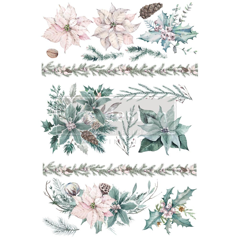 NEW! EVERGREEN FLORALS Redesign Transfer (88.9cm x 60.96cm) - Rustic Farmhouse Charm
