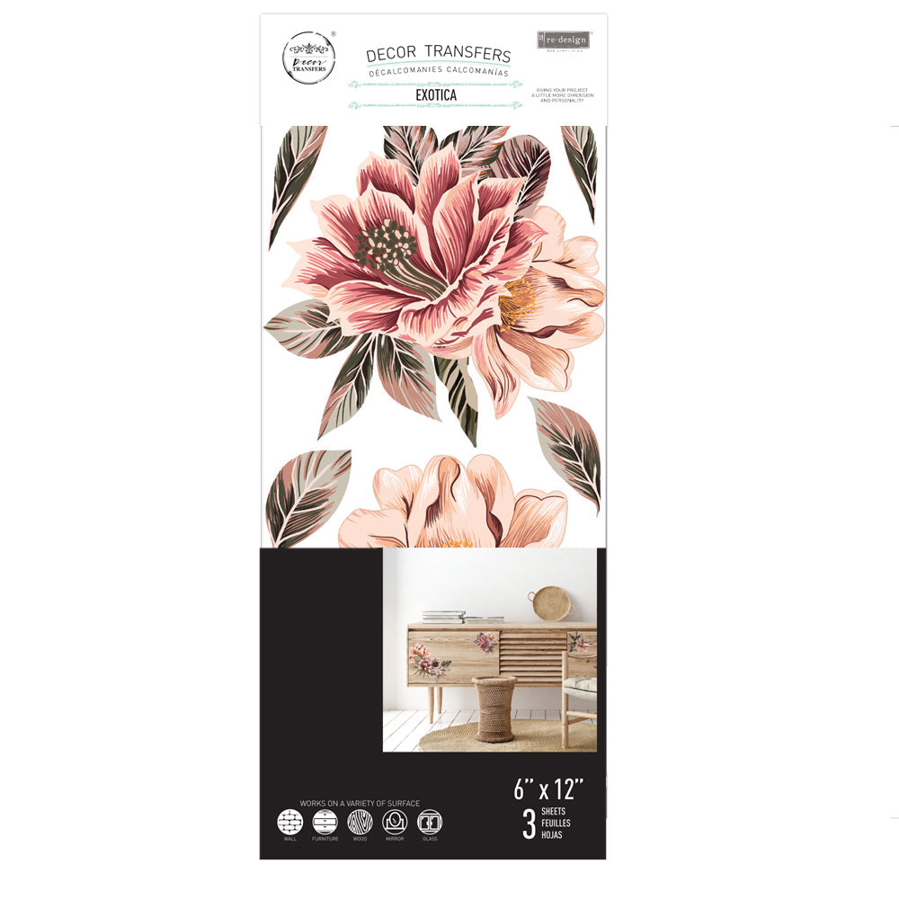 NEW! EXOTICA Redesign Transfer (3 sheets, each 15.24cm x 30.48cm) - Rustic Farmhouse Charm