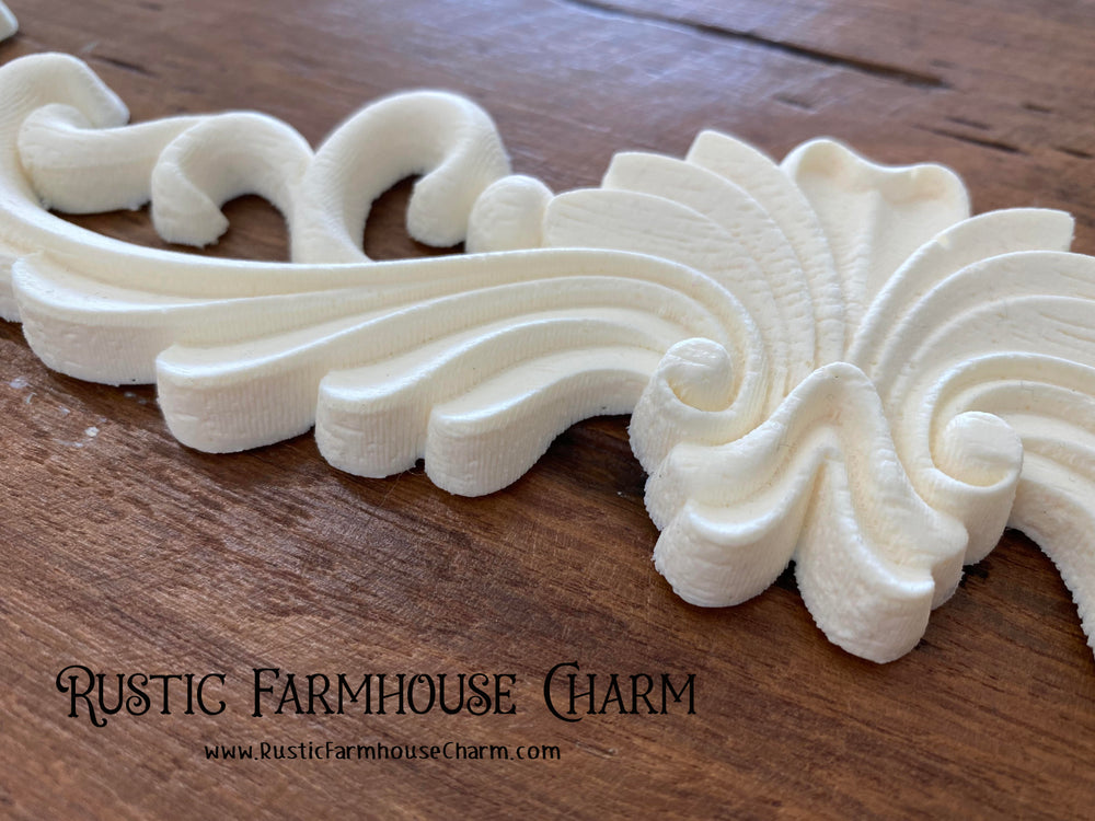 EXTRA WIDE SCROLL Resin Applique (unpainted) 49.7cm x 6cm - Rustic Farmhouse Charm