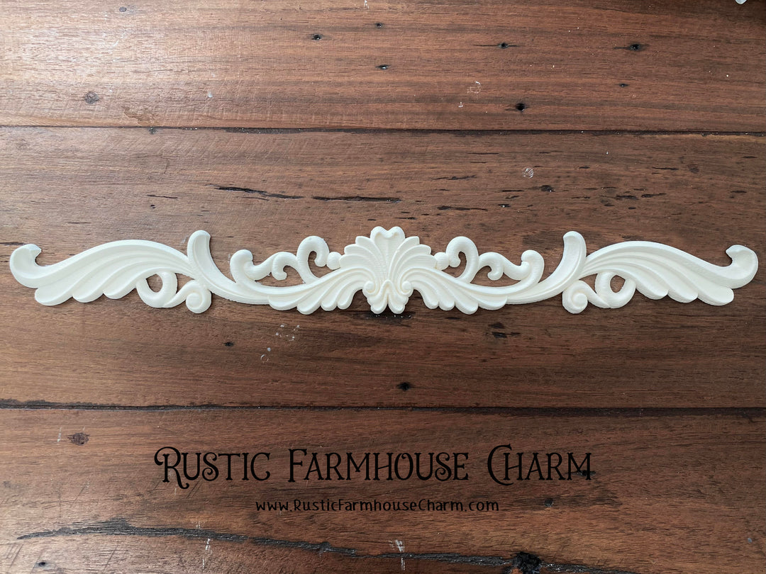 EXTRA WIDE SCROLL Resin Applique (unpainted) 49.7cm x 6cm - Rustic Farmhouse Charm