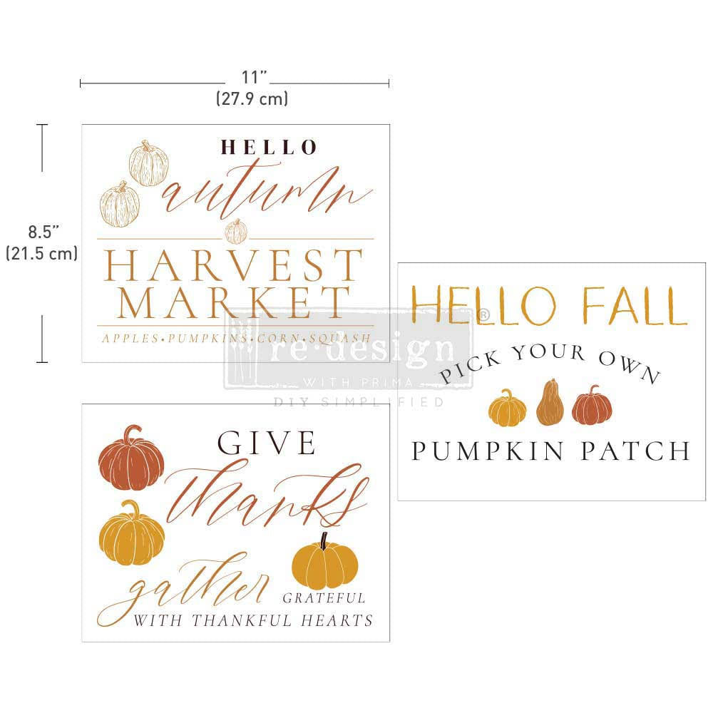 NEW! FALL FESTIVE Redesign Middy Transfer (3 sheets, each 21.59cm x 27.94cm) - Rustic Farmhouse Charm