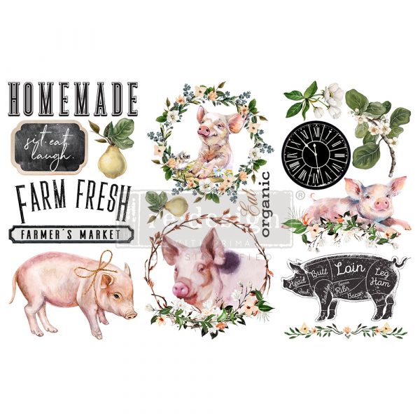 FARM FRESH Redesign Transfer (3 sheets, each 15.24cm x 30.48cm) - Rustic Farmhouse Charm