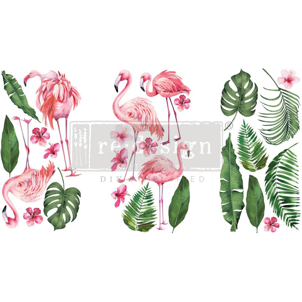 NEW! FLAMINGO PINK Redesign Transfer (3 sheets, each 15.24cm x 30.48cm) - Rustic Farmhouse Charm
