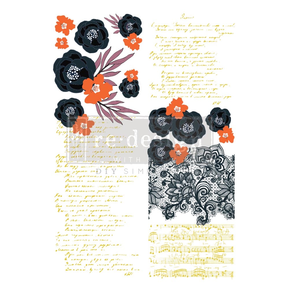 NEW! CECE FLEUR NOIR Redesign Transfer (60.96cm x 88.9cm) - Rustic Farmhouse Charm