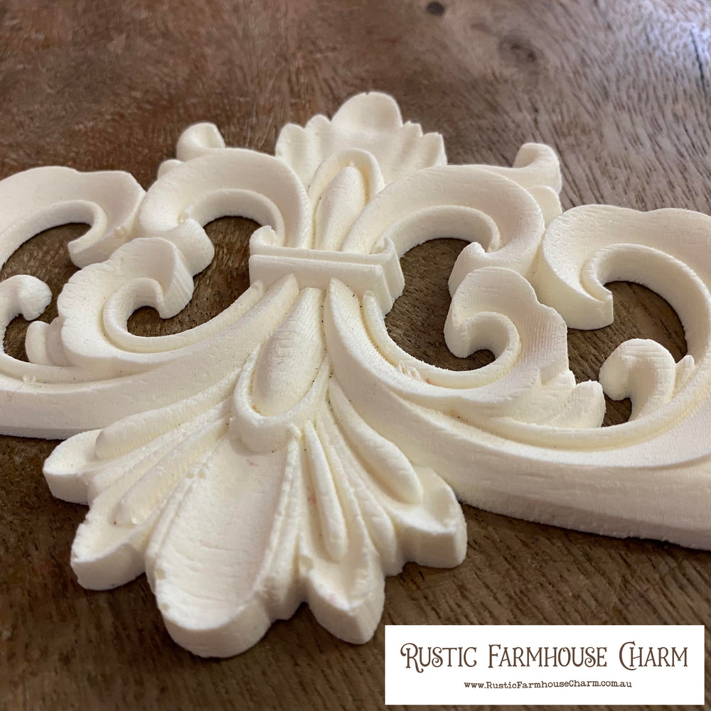 FLORAL FRIEZE Resin Applique (unpainted) 20.2cm x 10.6cm - Rustic Farmhouse Charm