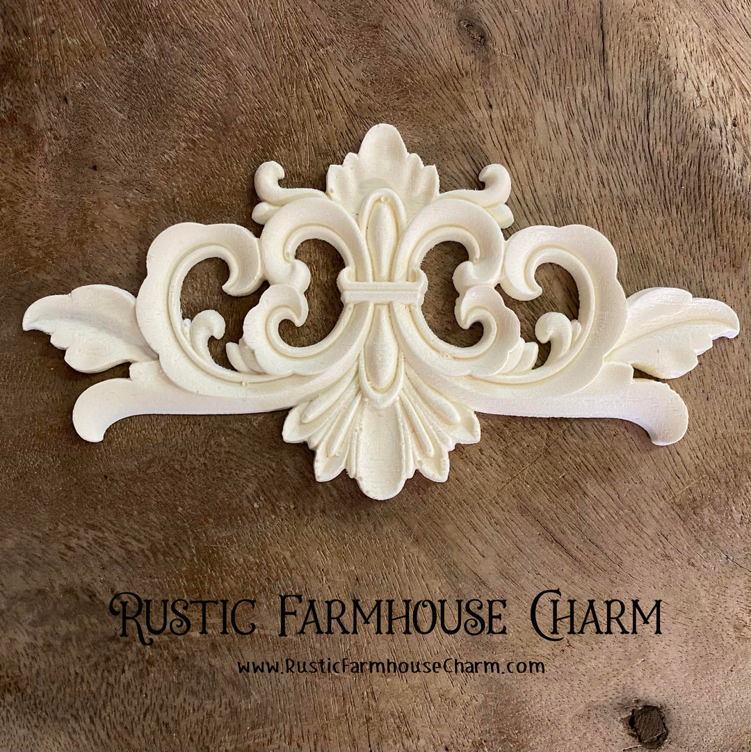 FLORAL FRIEZE Resin Applique (unpainted) 20.2cm x 10.6cm - Rustic Farmhouse Charm