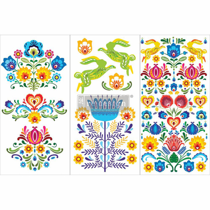 FLORAL POLISH Redesign Transfer (3 sheets, each 15.24cm x 30.48cm) - Rustic Farmhouse Charm