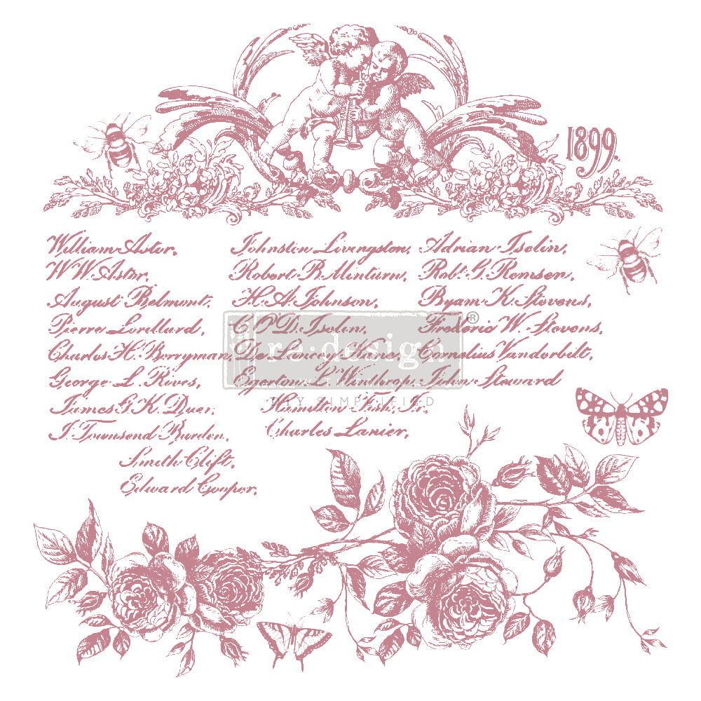 FLORAL SCRIPT Redesign Décor Stamp 12"x12" - Rustic Farmhouse Charm