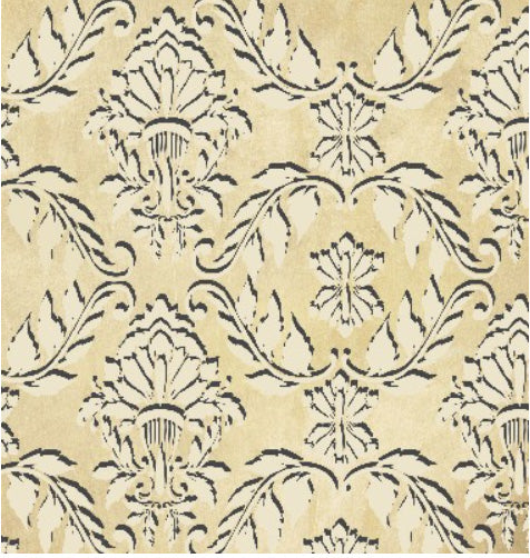 Florentine Damask Plaster Stencil by Victoria Larsen - Rustic Farmhouse Charm
