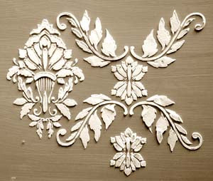 Florentine Damask Plaster Stencil by Victoria Larsen - Rustic Farmhouse Charm