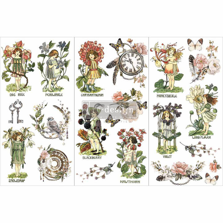 FLOWER CHILDREN Redesign Transfer (3 sheets, each 15.24cm x 30.48cm) - Rustic Farmhouse Charm