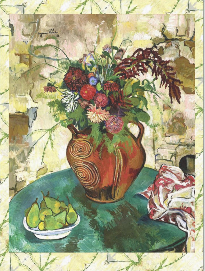 Decoupage Tissue Paper - Flowers in a Vase and Pears Painting (43.18cm x 58.42cm) - Rustic Farmhouse Charm