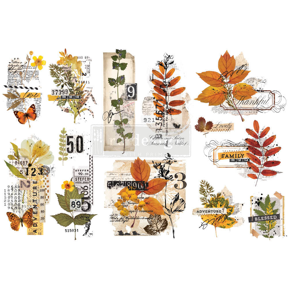 NEW! FOLIAGE COLLECTOR Redesign Transfer (3 sheets, each 15.24cm x 30.48cm) - Rustic Farmhouse Charm