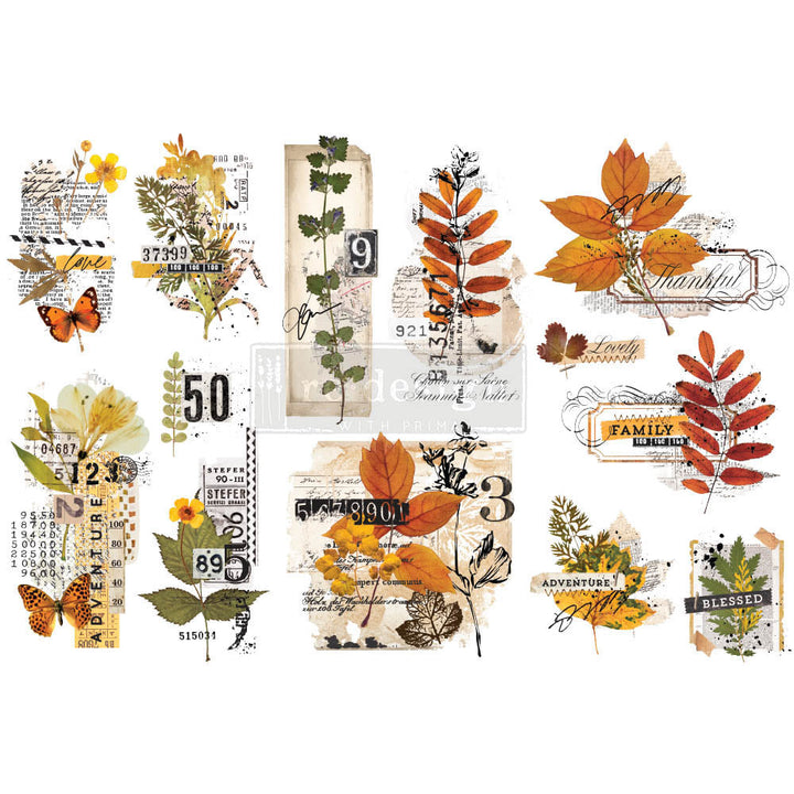 NEW! FOLIAGE COLLECTOR Redesign Transfer (3 sheets, each 15.24cm x 30.48cm) - Rustic Farmhouse Charm