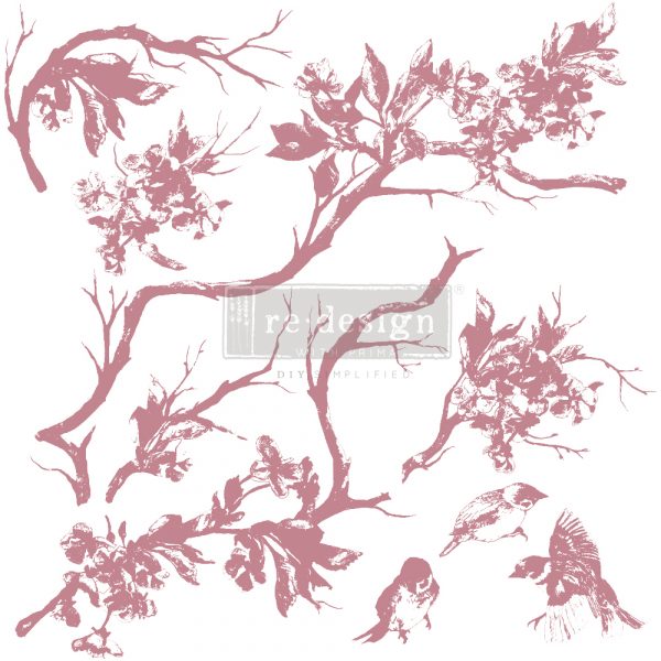 FOREST AVIARY Redesign Décor Stamp 12"x12" - Rustic Farmhouse Charm
