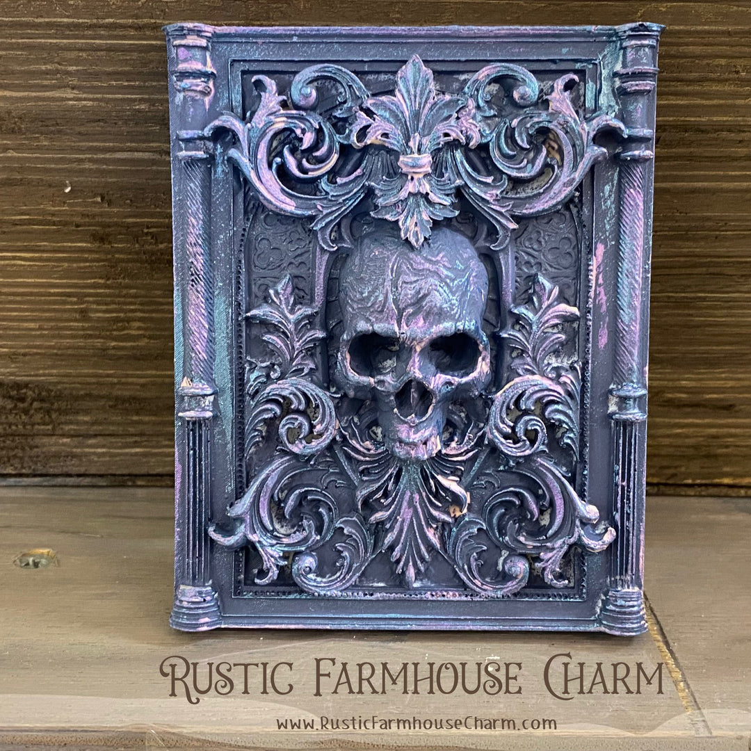FRAMED SKULL Resin Applique (unpainted) - Rustic Farmhouse Charm