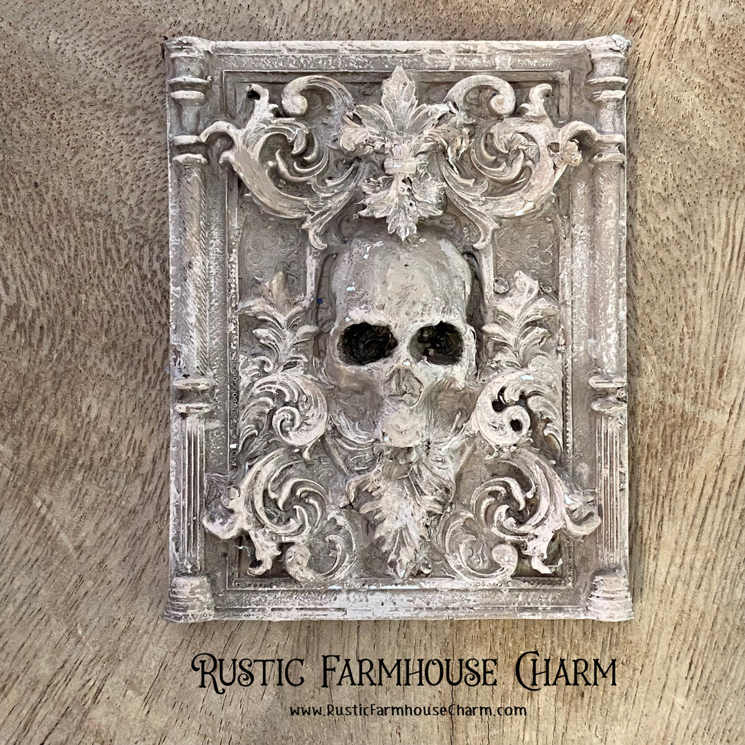 FRAMED SKULL Resin Applique (unpainted) - Rustic Farmhouse Charm