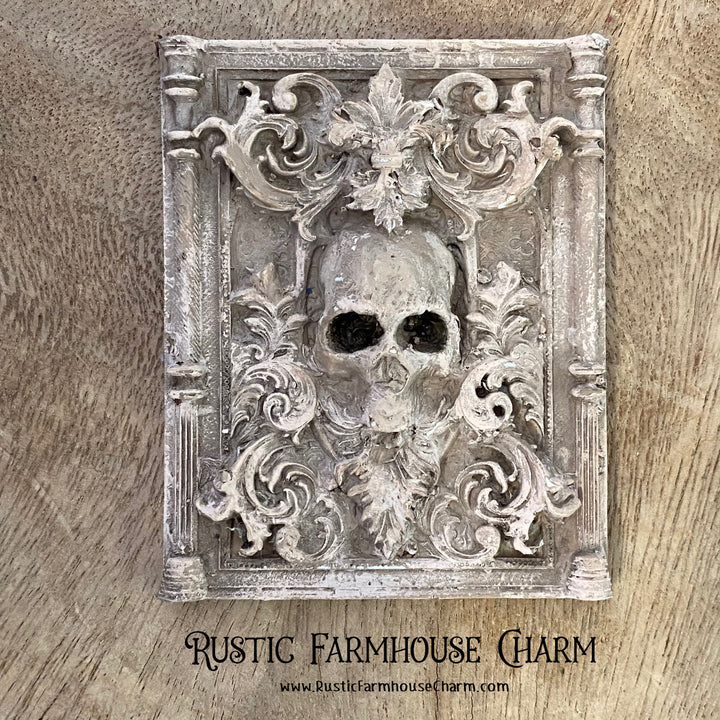 FRAMED SKULL Resin Applique (unpainted) - Rustic Farmhouse Charm