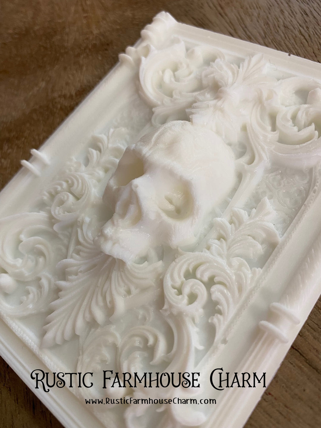 FRAMED SKULL Resin Applique (unpainted) - Rustic Farmhouse Charm