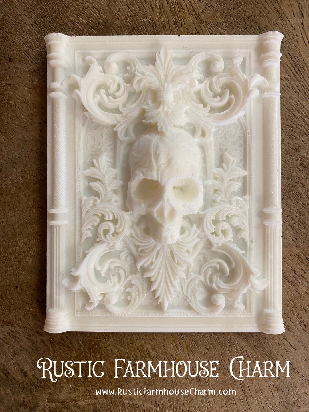 FRAMED SKULL Resin Applique (unpainted) - Rustic Farmhouse Charm