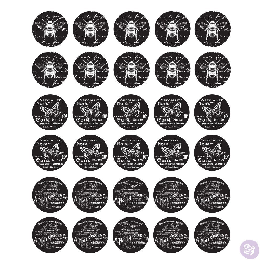 Redesign Transfer - Knobs French Noir 26.7cm x 22cm - Rustic Farmhouse Charm