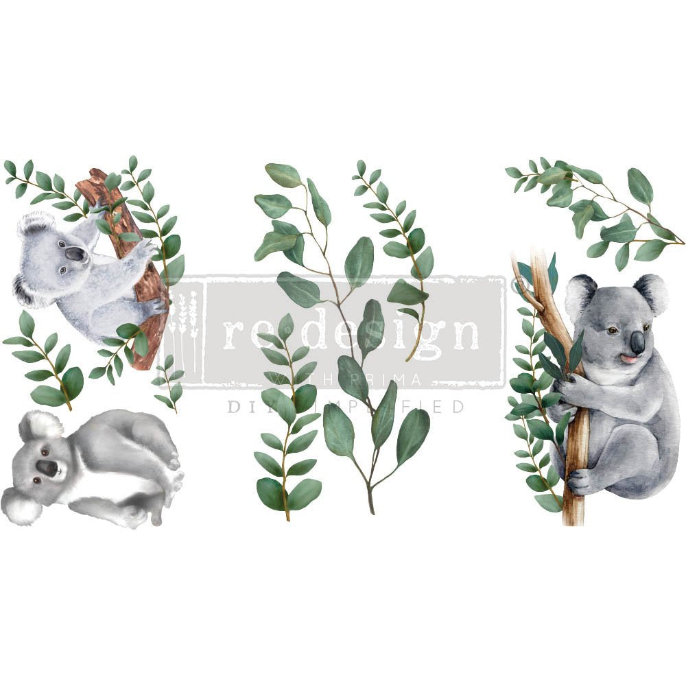 NEW! FRIENDLY KOALA Redesign Transfer (3 sheets, each 15.24cm x 30.48cm) - Rustic Farmhouse Charm