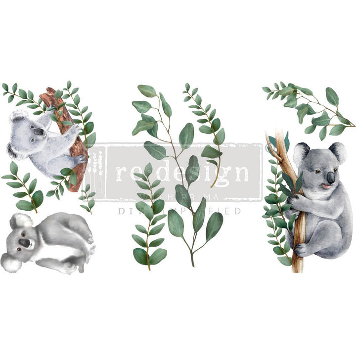 NEW! FRIENDLY KOALA Redesign Transfer (3 sheets, each 15.24cm x 30.48cm) - Rustic Farmhouse Charm