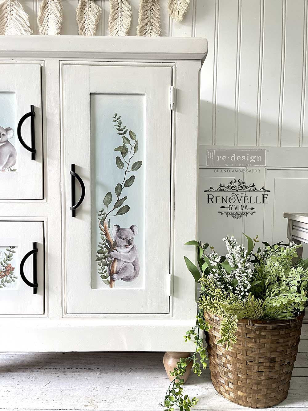 NEW! FRIENDLY KOALA Redesign Transfer (3 sheets, each 15.24cm x 30.48cm) - Rustic Farmhouse Charm