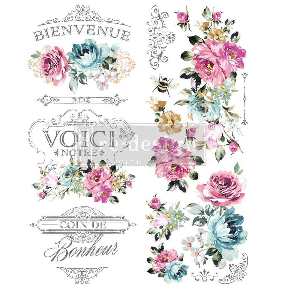 FUCHSIA SUNSET Redesign Transfer 76.2cm x 55.9cm - Rustic Farmhouse Charm
