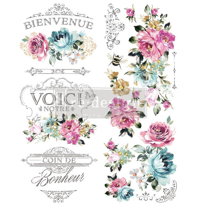 FUCHSIA SUNSET Redesign Transfer 76.2cm x 55.9cm - Rustic Farmhouse Charm