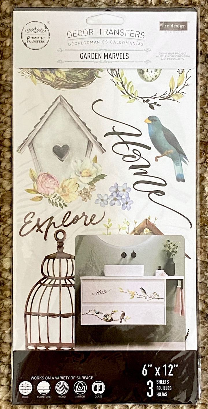 GARDEN MARVELS Redesign Transfer (3 sheets, each 15.24cm x 30.48cm) - Rustic Farmhouse Charm