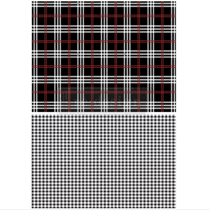 GINGHAM BLACK Redesign Transfer (83.82cm x 58.42cm) - Rustic Farmhouse Charm