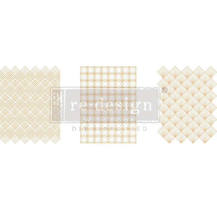 NEW! GOLDEN ART DECO Redesign Transfer (3 sheets, each 21.59cm x 27.94cm) - Rustic Farmhouse Charm