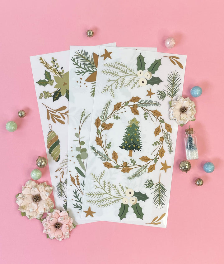 NEW! HOLIDAY SPIRIT Redesign Transfer (3 sheets, each 15.24cm x 30.48cm) - Rustic Farmhouse Charm