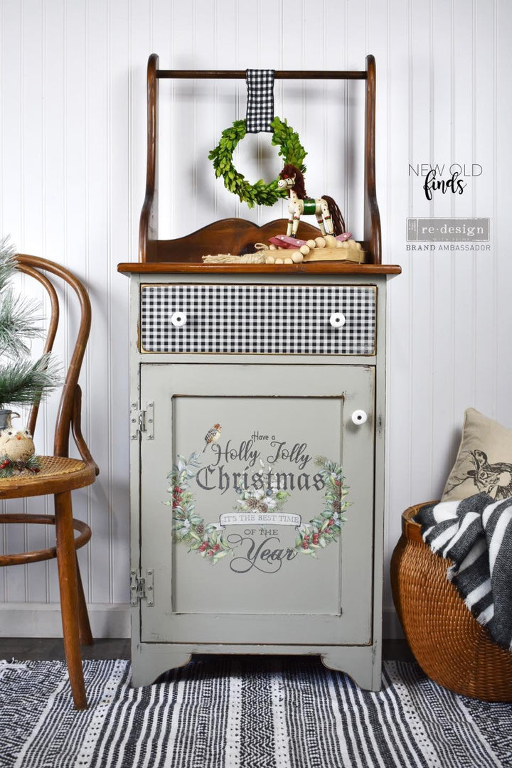 NEW! HOLLY JOLLY XMAS Redesign Transfer (88.9cm x 60.96cm) - Rustic Farmhouse Charm