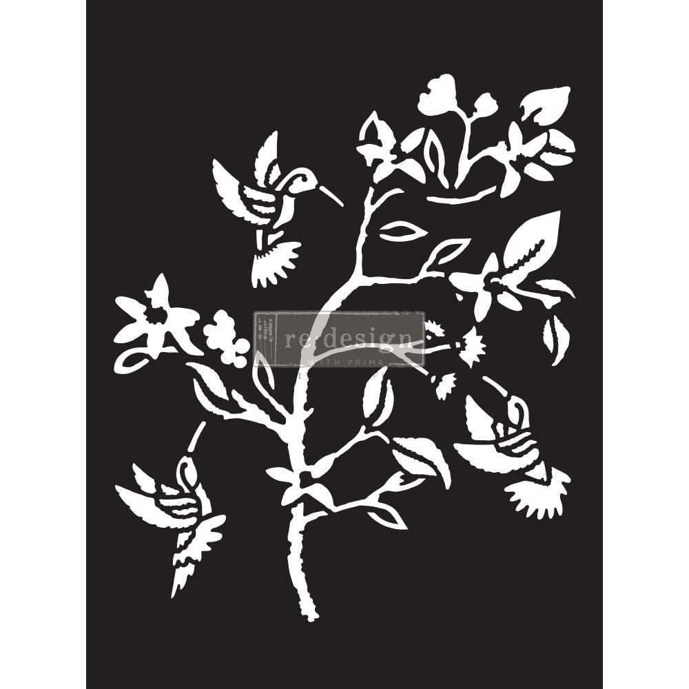 HUMMINGBIRD Redesign Stencil 9" x 12" - Rustic Farmhouse Charm