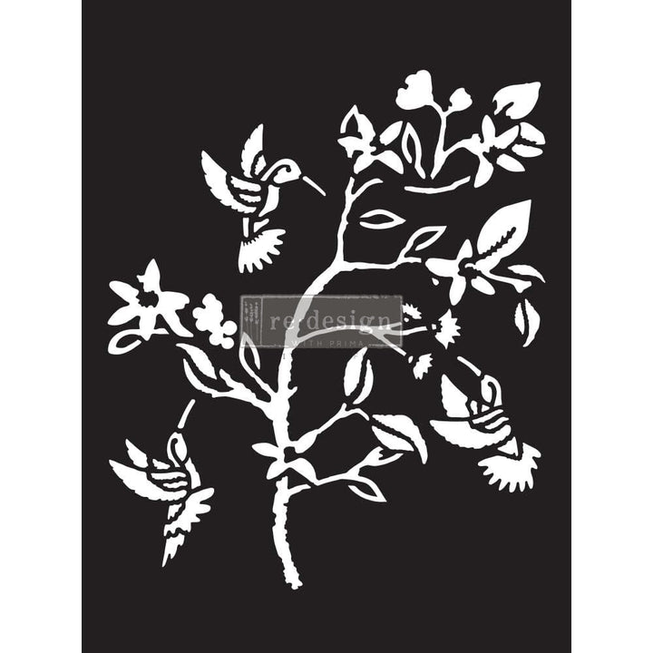 HUMMINGBIRD Redesign Stencil 9" x 12" - Rustic Farmhouse Charm