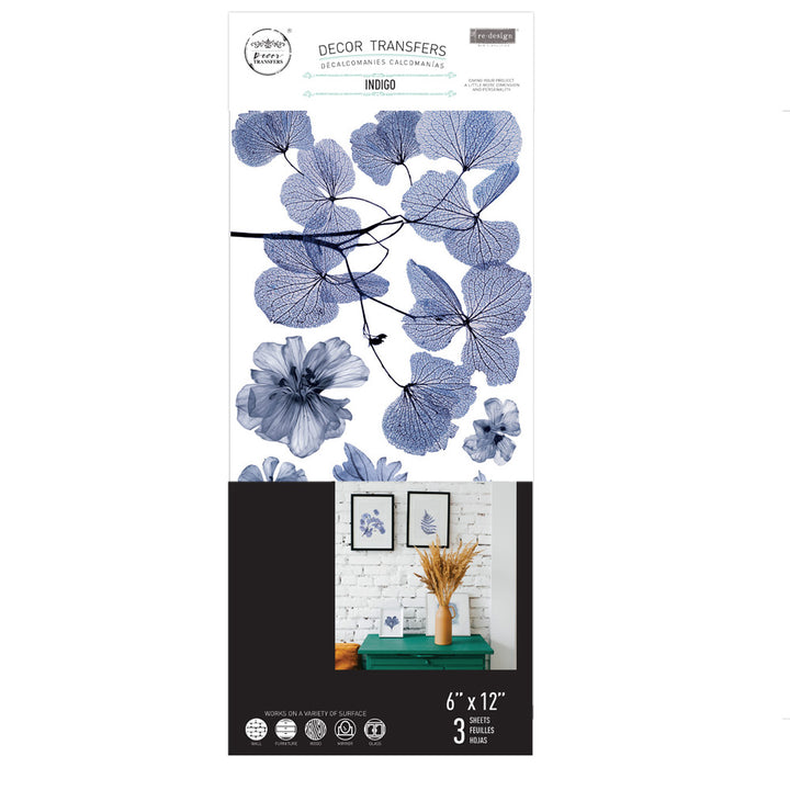 NEW! INDIGO Redesign Transfer (3 sheets, each 15.24cm x 30.48cm) - Rustic Farmhouse Charm