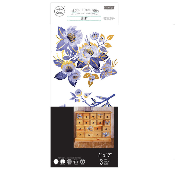 NEW! JULIET Redesign Transfer (3 sheets, each 15.24cm x 30.48cm) - Rustic Farmhouse Charm