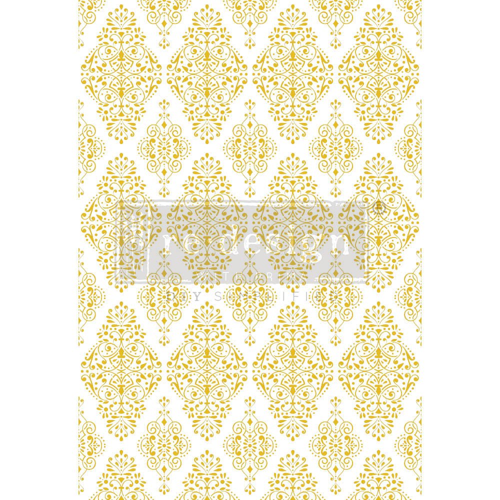 NEW! KACHA GOLDEN DAMASK Redesign Transfer (60.96cm x 88.9cm) - Rustic Farmhouse Charm