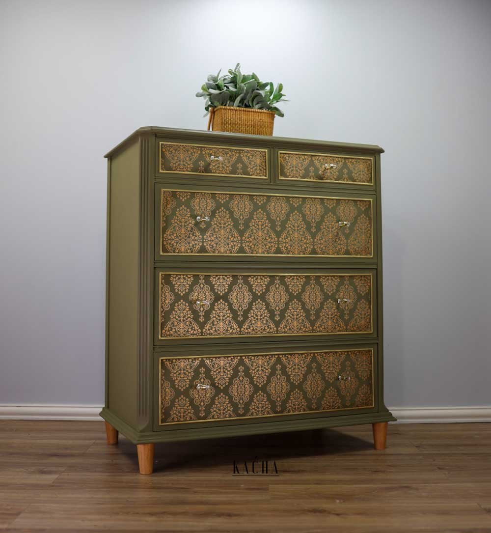 NEW! KACHA GOLDEN DAMASK Redesign Transfer (60.96cm x 88.9cm) - Rustic Farmhouse Charm