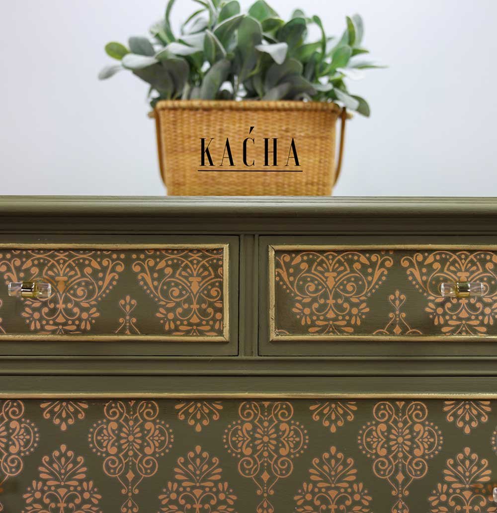 NEW! KACHA GOLDEN DAMASK Redesign Transfer (60.96cm x 88.9cm) - Rustic Farmhouse Charm