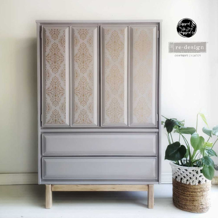 NEW! KACHA GOLDEN DAMASK Redesign Transfer (60.96cm x 88.9cm) - Rustic Farmhouse Charm