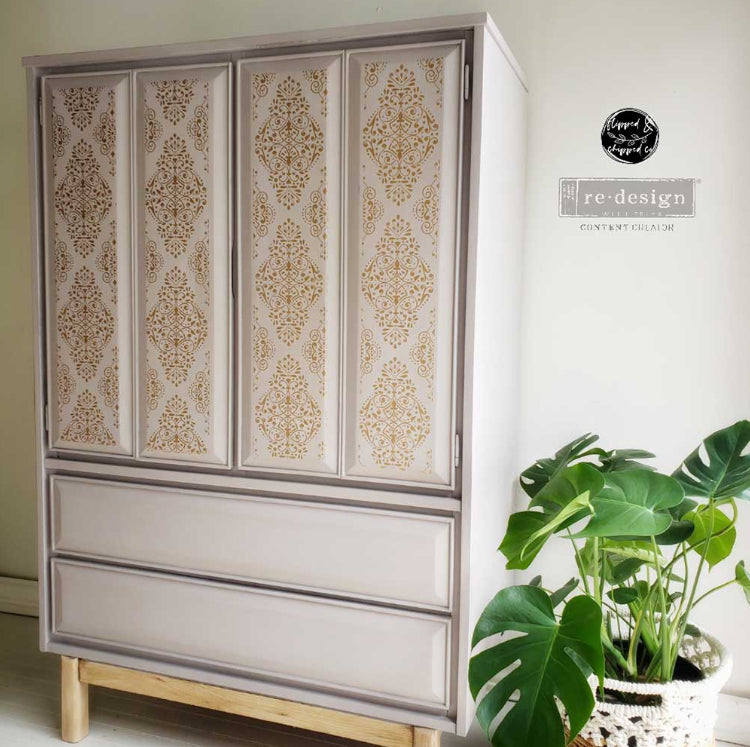 NEW! KACHA GOLDEN DAMASK Redesign Transfer (60.96cm x 88.9cm) - Rustic Farmhouse Charm