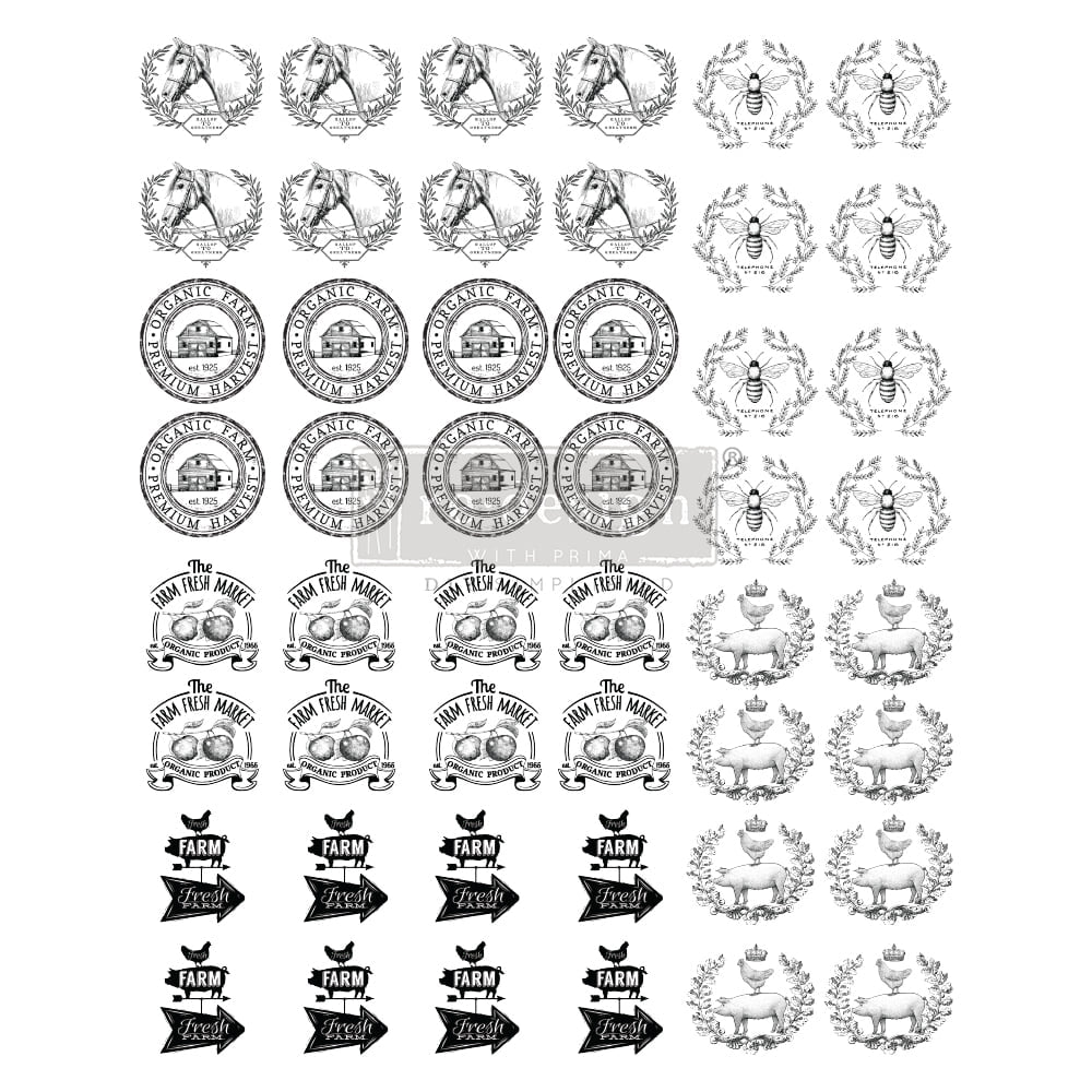 FARM FRESH MARKET Redesign Knobs Transfer 27.94cm x 22.86cm - Rustic Farmhouse Charm