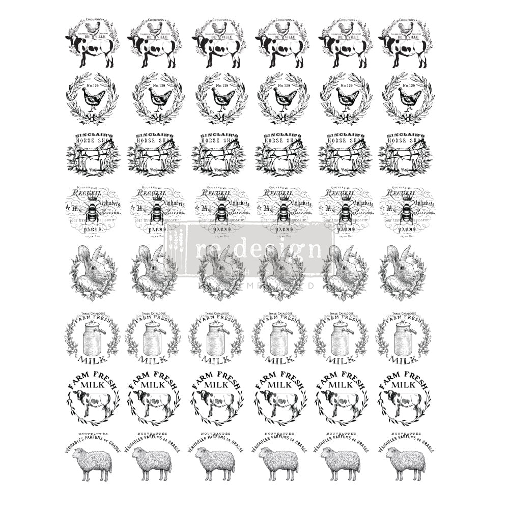 FARM SWEET FARM Redesign Knobs Transfer 27.94cm x 22.86cm - Rustic Farmhouse Charm